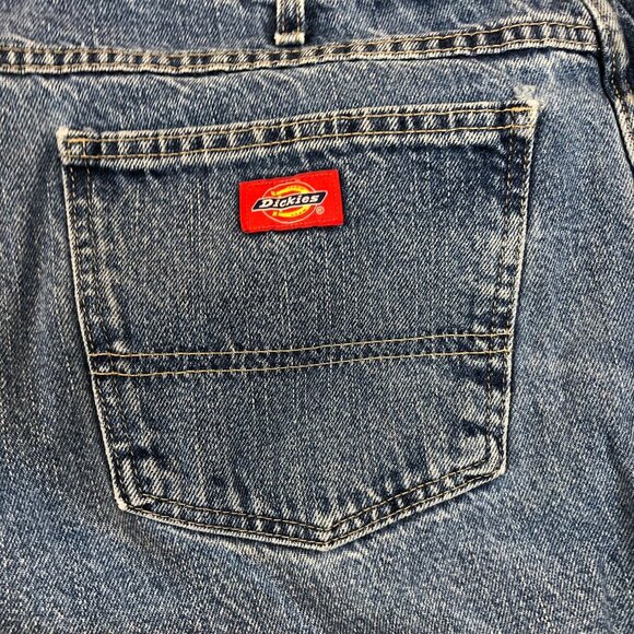 Dickies Mens Straight Jeans Size 50x32 Blue Denim Medium Wash Blue Frayed Hem - Picture 6 of 13